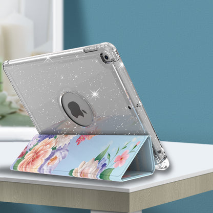 For iPad 10.2 (2021)/(2020)/(2019) Trifold Stand TPU+PU Leather Glittery Sequins Pattern Stylish Tablet Case Cover