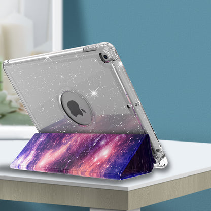 For iPad 10.2 (2021)/(2020)/(2019) Trifold Stand TPU+PU Leather Glittery Sequins Pattern Stylish Tablet Case Cover