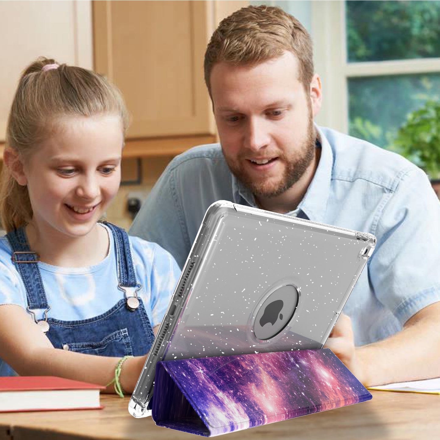 For iPad 10.2 (2021)/(2020)/(2019) Trifold Stand TPU+PU Leather Glittery Sequins Pattern Stylish Tablet Case Cover