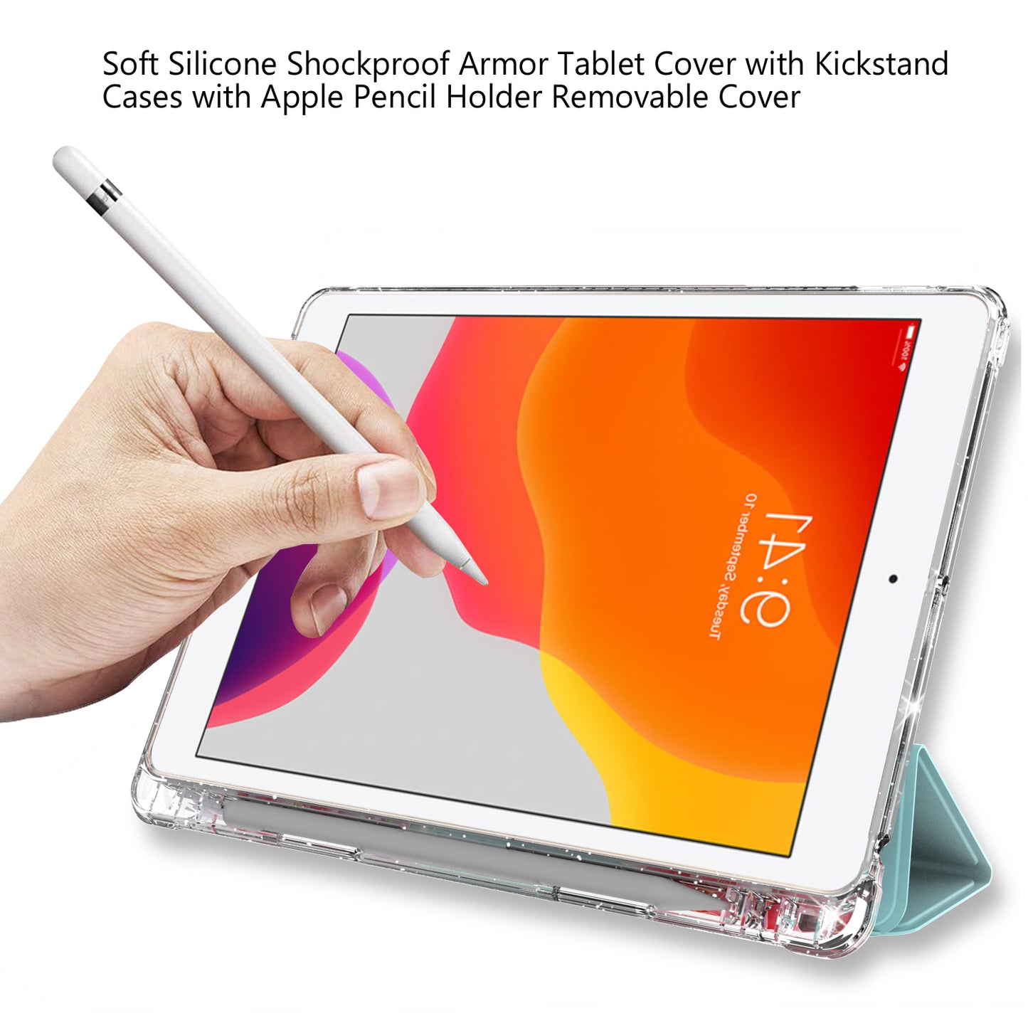For iPad 10.2 (2021)/(2020)/(2019) Trifold Stand TPU+PU Leather Glittery Sequins Pattern Stylish Tablet Case Cover