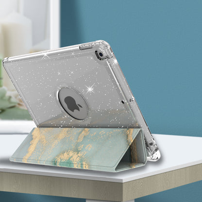 For iPad 10.2 (2021)/(2020)/(2019) Trifold Stand TPU+PU Leather Glittery Sequins Pattern Stylish Tablet Case Cover