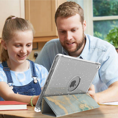 For iPad 10.2 (2021)/(2020)/(2019) Trifold Stand TPU+PU Leather Glittery Sequins Pattern Stylish Tablet Case Cover
