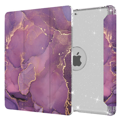 For iPad 10.2 (2021)/(2020)/(2019) Trifold Stand TPU+PU Leather Glittery Sequins Pattern Stylish Tablet Case Cover