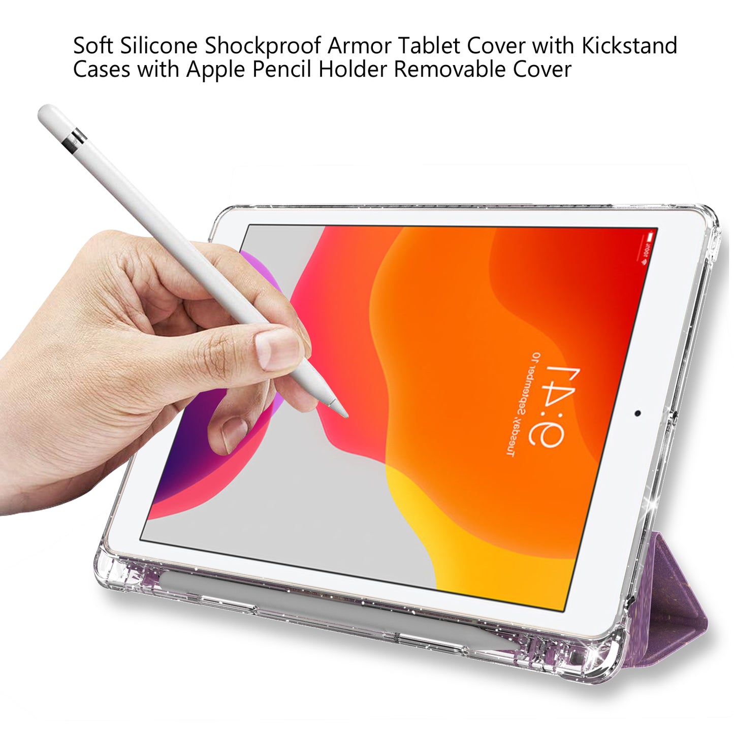 For iPad 10.2 (2021)/(2020)/(2019) Trifold Stand TPU+PU Leather Glittery Sequins Pattern Stylish Tablet Case Cover