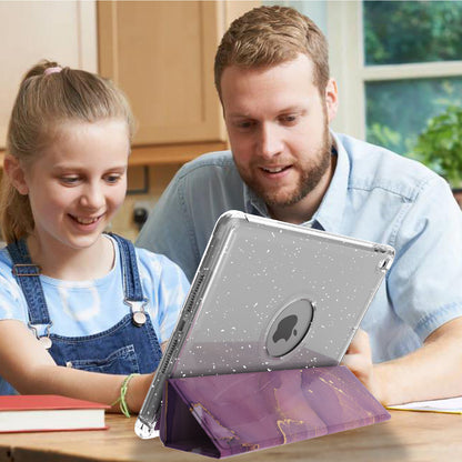 For iPad 10.2 (2021)/(2020)/(2019) Trifold Stand TPU+PU Leather Glittery Sequins Pattern Stylish Tablet Case Cover