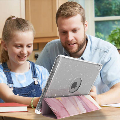 For iPad 10.2 (2021)/(2020)/(2019) Trifold Stand TPU+PU Leather Glittery Sequins Pattern Stylish Tablet Case Cover