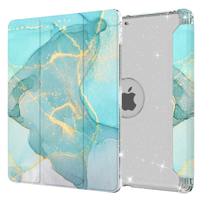 For iPad 10.2 (2021)/(2020)/(2019) Trifold Stand TPU+PU Leather Glittery Sequins Pattern Stylish Tablet Case Cover