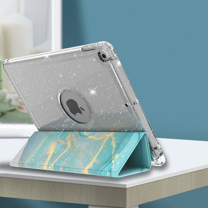 For iPad 10.2 (2021)/(2020)/(2019) Trifold Stand TPU+PU Leather Glittery Sequins Pattern Stylish Tablet Case Cover