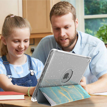 For iPad 10.2 (2021)/(2020)/(2019) Trifold Stand TPU+PU Leather Glittery Sequins Pattern Stylish Tablet Case Cover