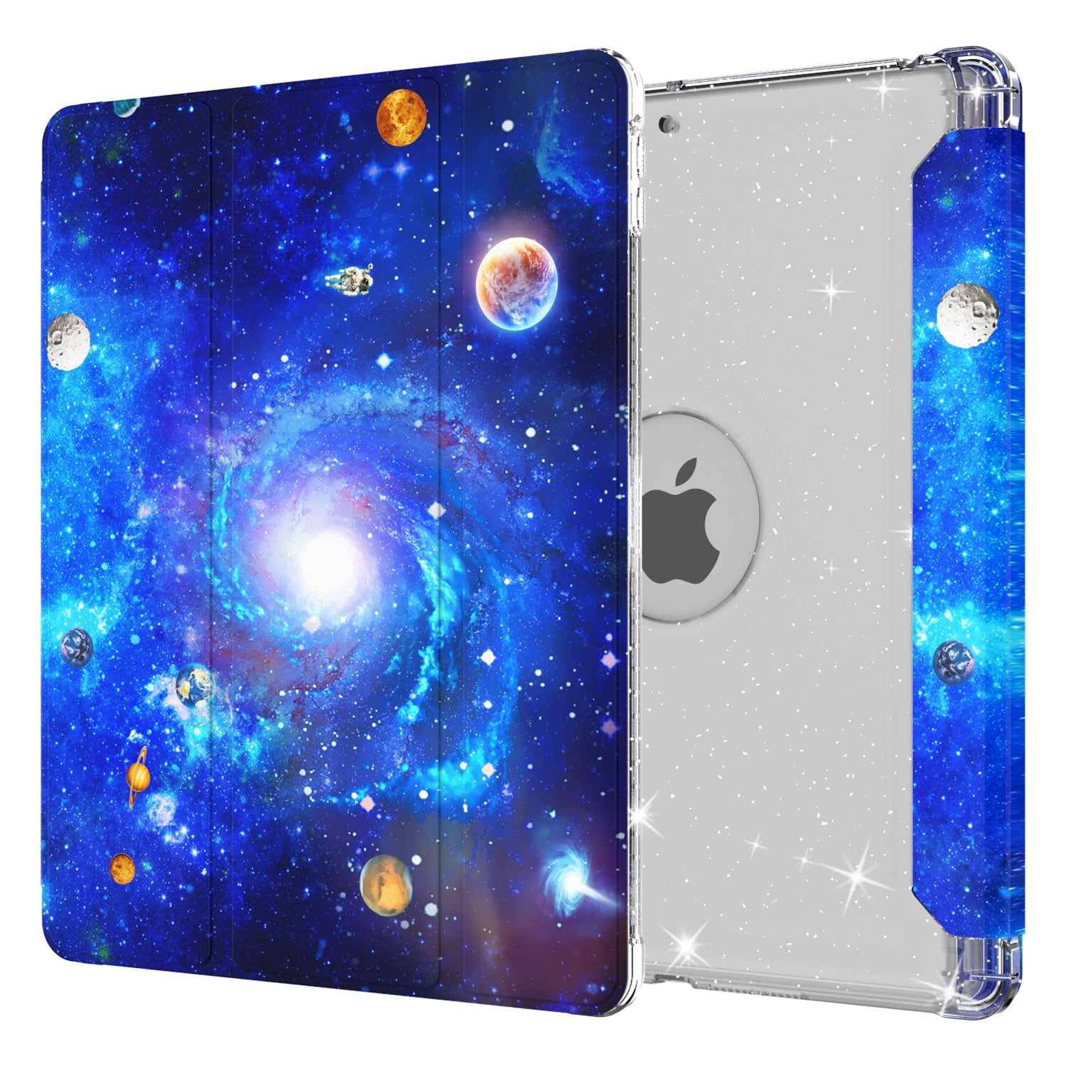 For iPad 10.2 (2021)/(2020)/(2019) Trifold Stand TPU+PU Leather Glittery Sequins Pattern Stylish Tablet Case Cover