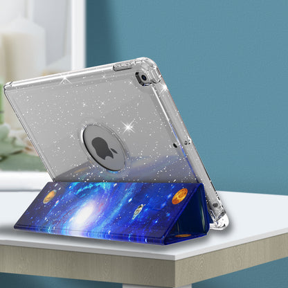 For iPad 10.2 (2021)/(2020)/(2019) Trifold Stand TPU+PU Leather Glittery Sequins Pattern Stylish Tablet Case Cover