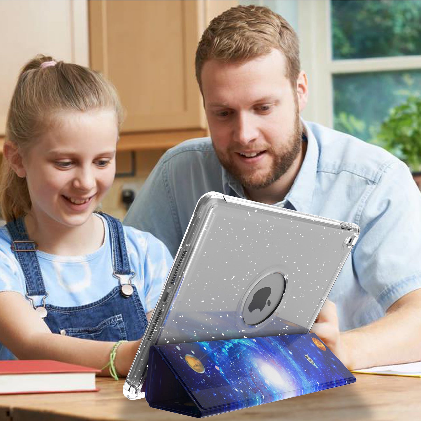 For iPad 10.2 (2021)/(2020)/(2019) Trifold Stand TPU+PU Leather Glittery Sequins Pattern Stylish Tablet Case Cover