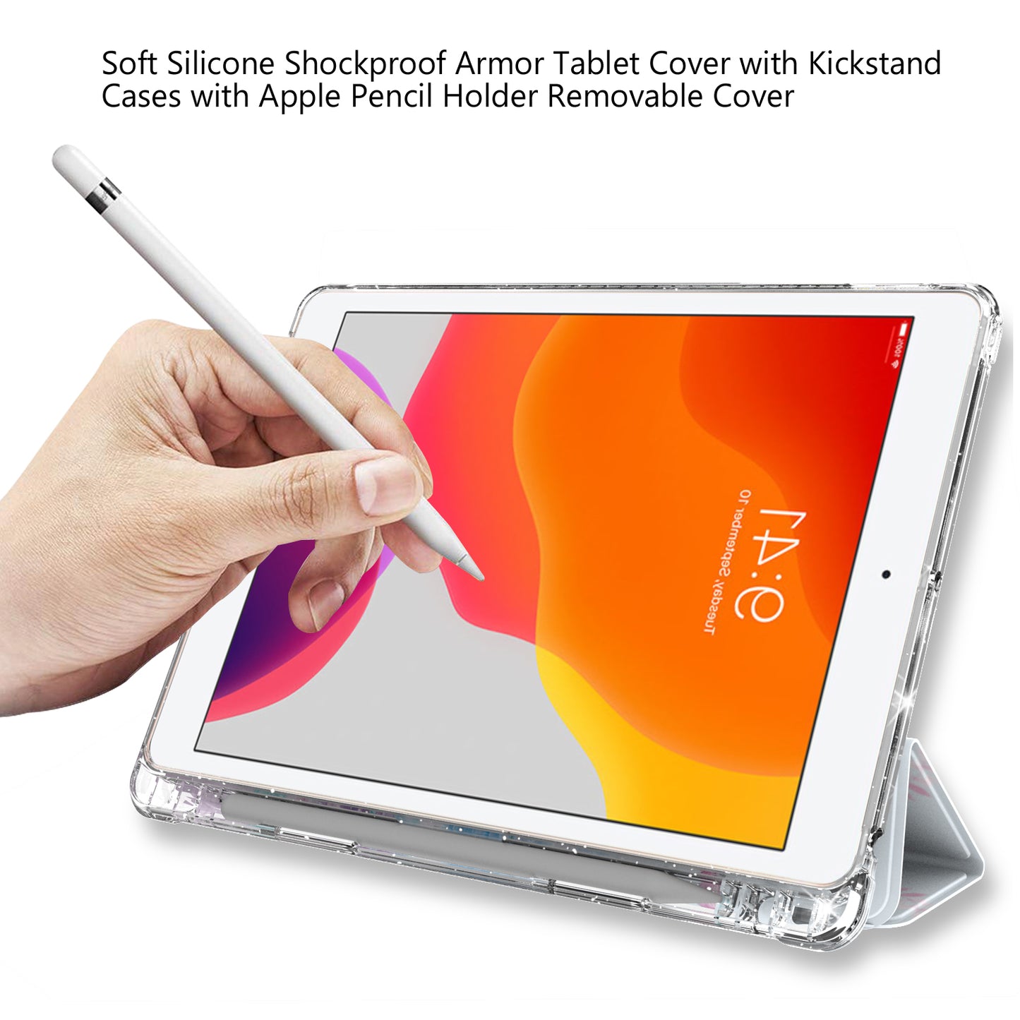For iPad 10.2 (2021)/(2020)/(2019) Trifold Stand TPU+PU Leather Glittery Sequins Pattern Stylish Tablet Case Cover