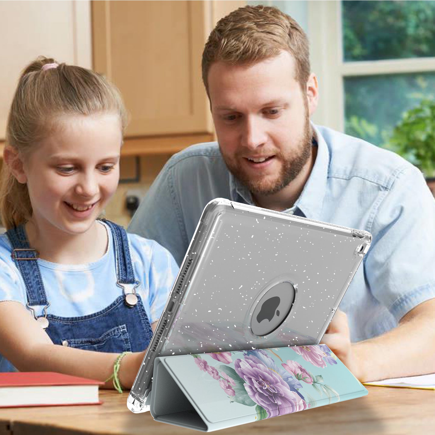 For iPad 10.2 (2021)/(2020)/(2019) Trifold Stand TPU+PU Leather Glittery Sequins Pattern Stylish Tablet Case Cover