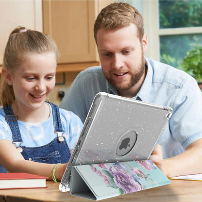For iPad 10.2 (2021)/(2020)/(2019) Trifold Stand TPU+PU Leather Glittery Sequins Pattern Stylish Tablet Case Cover