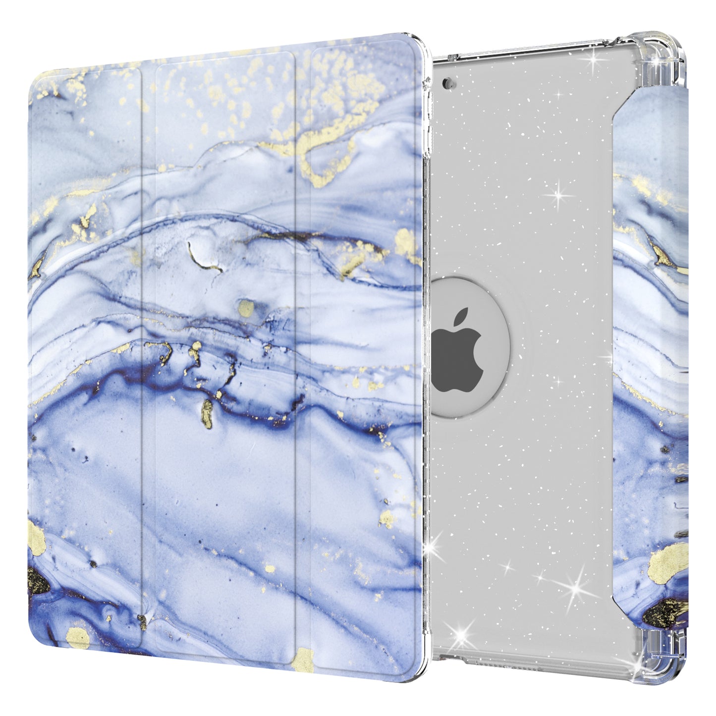 For iPad 10.2 (2021)/(2020)/(2019) Trifold Stand TPU+PU Leather Glittery Sequins Pattern Stylish Tablet Case Cover