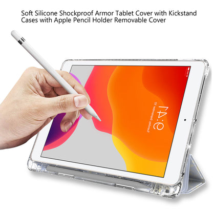 For iPad 10.2 (2021)/(2020)/(2019) Trifold Stand TPU+PU Leather Glittery Sequins Pattern Stylish Tablet Case Cover