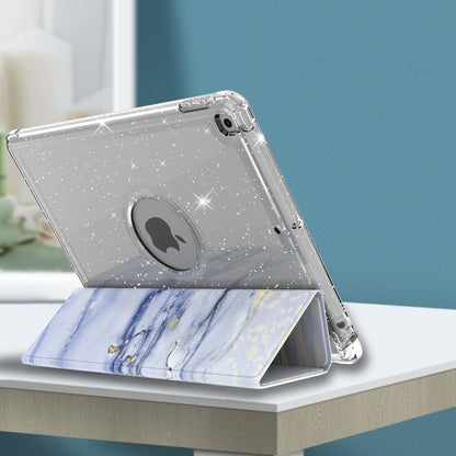 For iPad 10.2 (2021)/(2020)/(2019) Trifold Stand TPU+PU Leather Glittery Sequins Pattern Stylish Tablet Case Cover