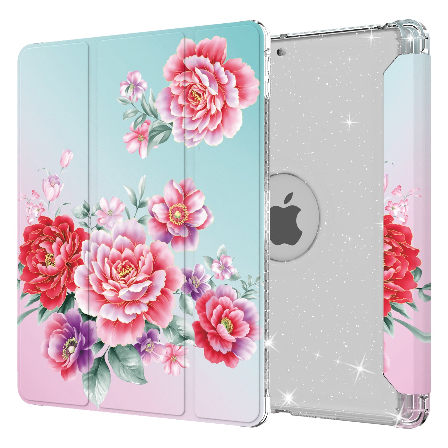 For iPad 10.2 (2021)/(2020)/(2019) Trifold Stand TPU+PU Leather Glittery Sequins Pattern Stylish Tablet Case Cover