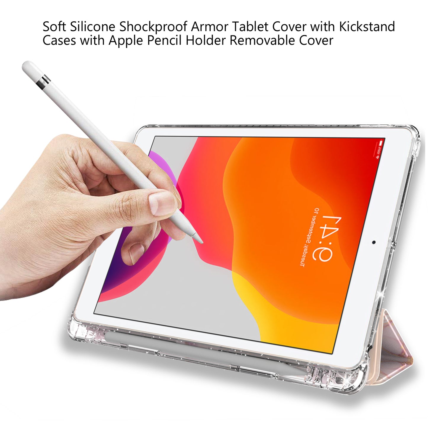 For iPad 10.2 (2021)/(2020)/(2019) Trifold Stand TPU+PU Leather Glittery Sequins Pattern Stylish Tablet Case Cover