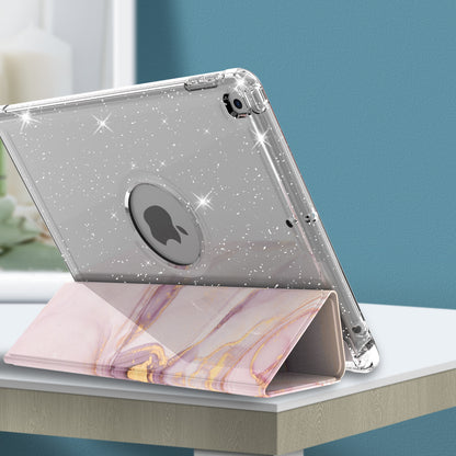 For iPad 10.2 (2021)/(2020)/(2019) Trifold Stand TPU+PU Leather Glittery Sequins Pattern Stylish Tablet Case Cover