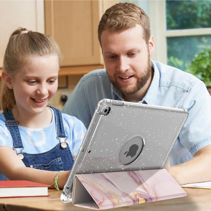 For iPad 10.2 (2021)/(2020)/(2019) Trifold Stand TPU+PU Leather Glittery Sequins Pattern Stylish Tablet Case Cover