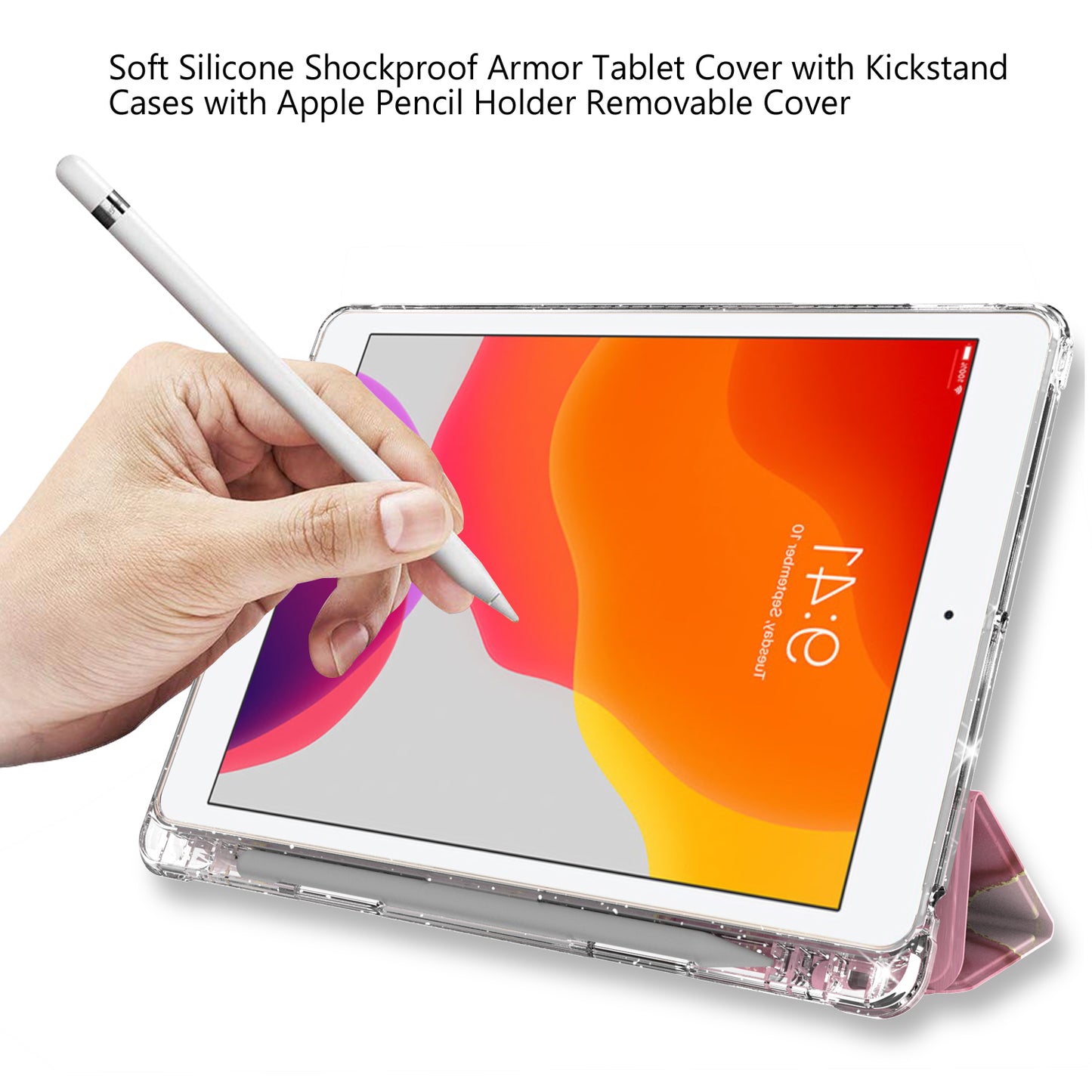 For iPad 10.2 (2021)/(2020)/(2019) Trifold Stand TPU+PU Leather Glittery Sequins Pattern Stylish Tablet Case Cover