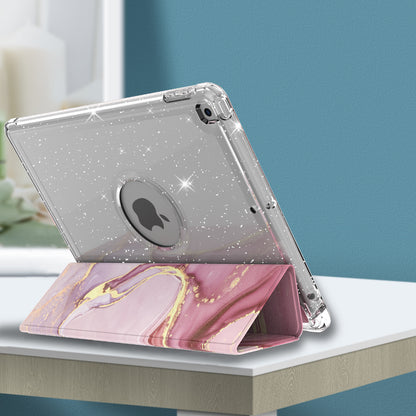 For iPad 10.2 (2021)/(2020)/(2019) Trifold Stand TPU+PU Leather Glittery Sequins Pattern Stylish Tablet Case Cover