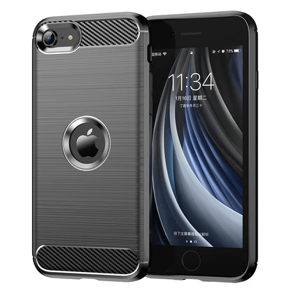 For iPhone SE 2022/SE 2020 Carbon Fiber Texture Brushed Surface 1.8mm TPU Phone Case Shell
