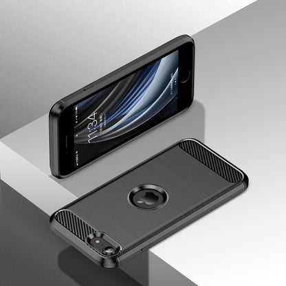 For iPhone SE 2022/SE 2020 Carbon Fiber Texture Brushed Surface 1.8mm TPU Phone Case Shell