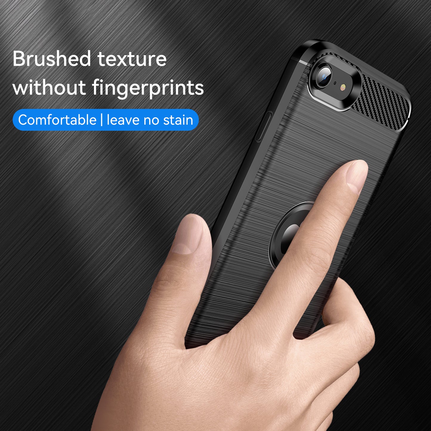 For iPhone SE 2022/SE 2020 Carbon Fiber Texture Brushed Surface 1.8mm TPU Phone Case Shell