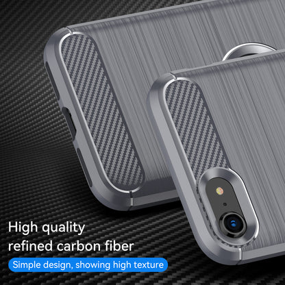 For iPhone SE 2022/SE 2020 Carbon Fiber Texture Brushed Surface 1.8mm TPU Phone Case Shell