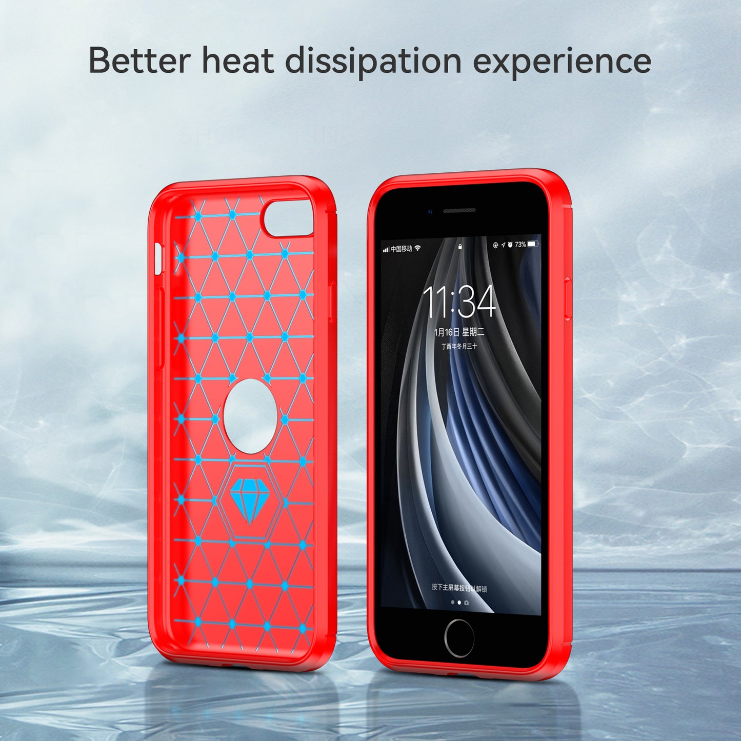 For iPhone SE 2022/SE 2020 Carbon Fiber Texture Brushed Surface 1.8mm TPU Phone Case Shell
