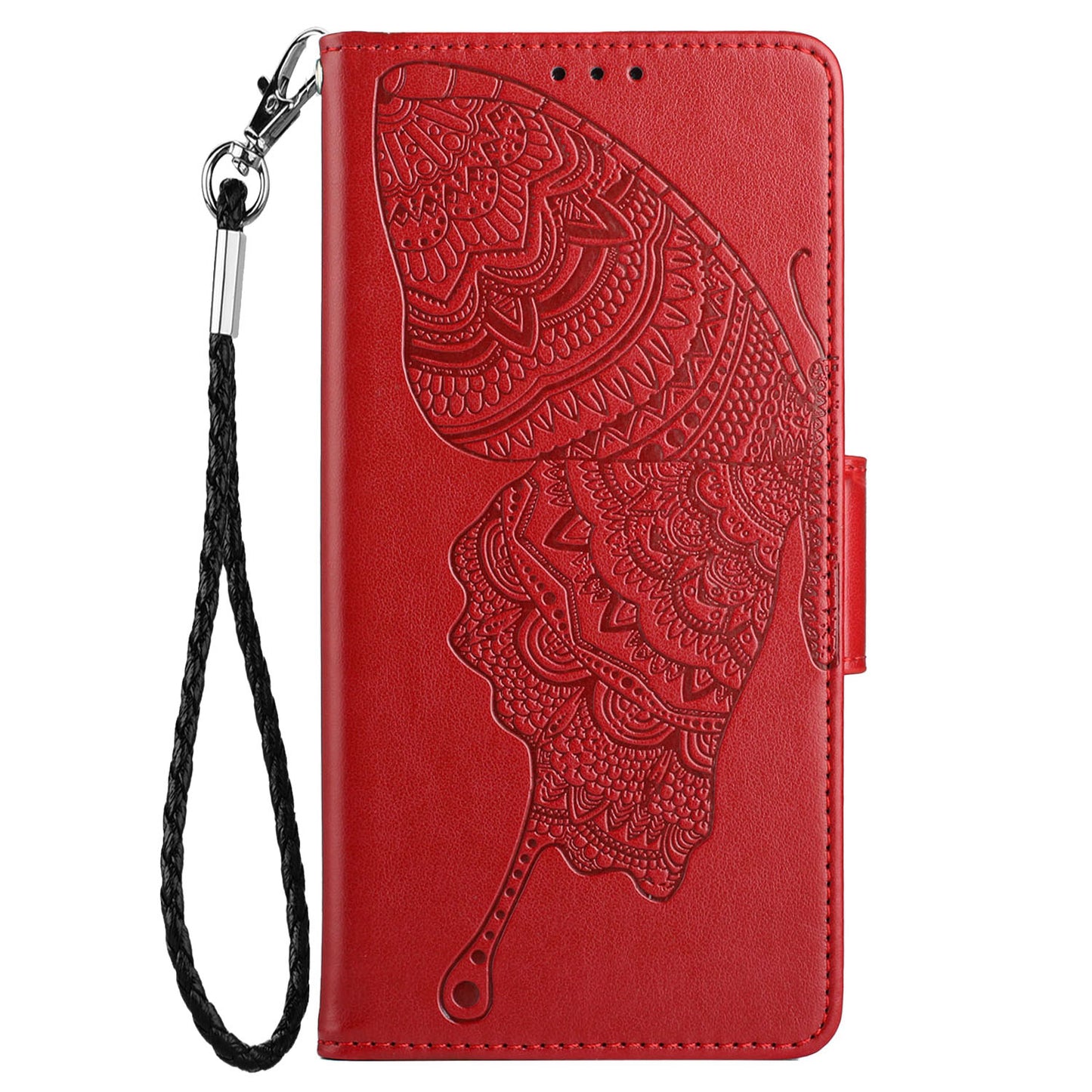 PU Leather Imprinting Butterfly Flower Case for iPhone 13 Pro 6.1 inch, Wallet Cover Foldable Stand Shell