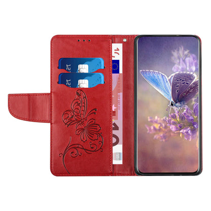 PU Leather Imprinting Butterfly Flower Case for iPhone 13 Pro 6.1 inch, Wallet Cover Foldable Stand Shell