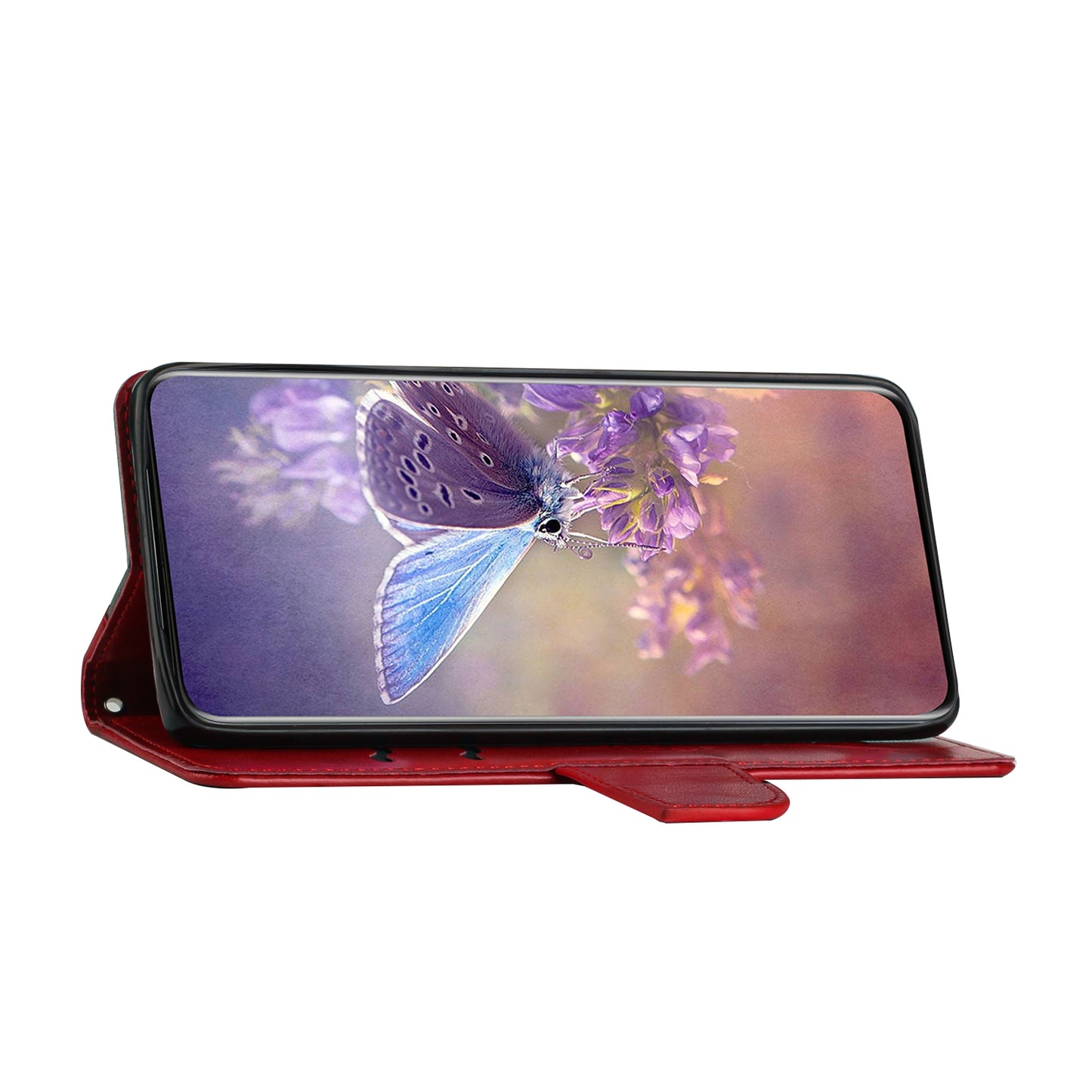 PU Leather Imprinting Butterfly Flower Case for iPhone 13 Pro 6.1 inch, Wallet Cover Foldable Stand Shell