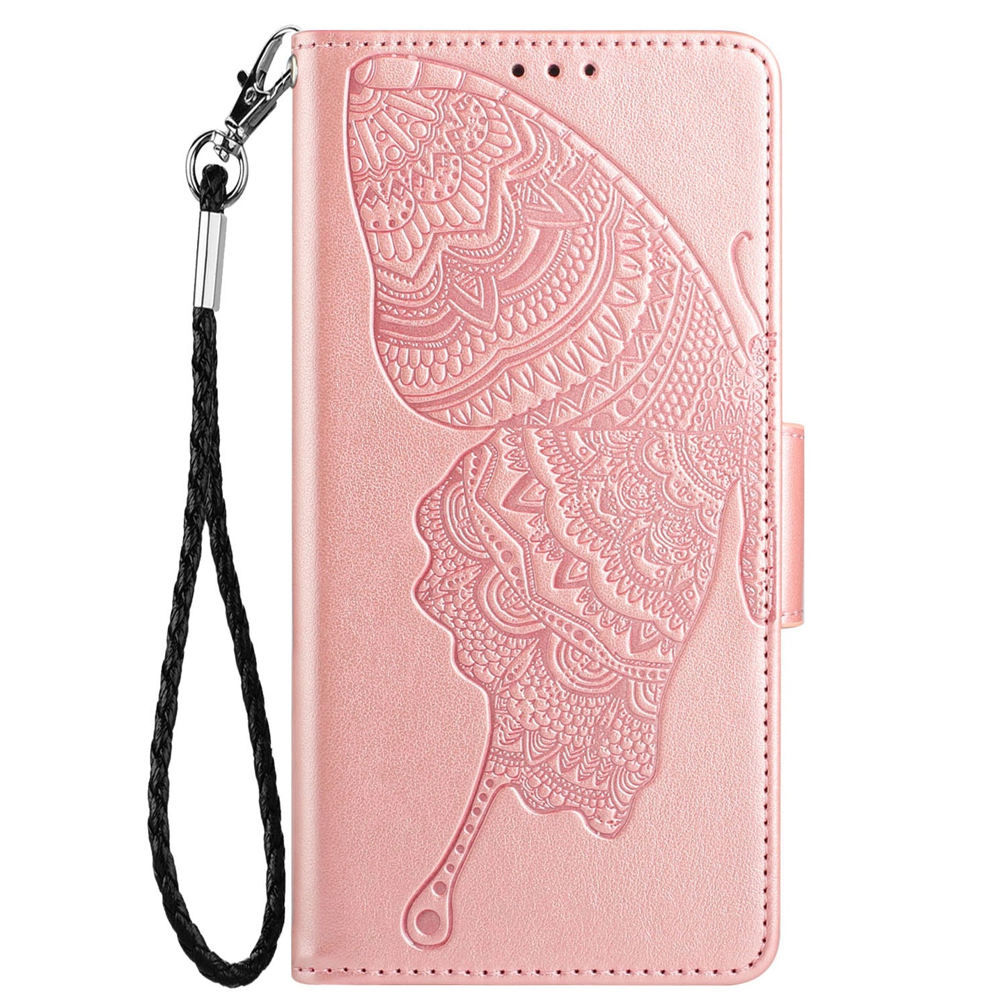 PU Leather Imprinting Butterfly Flower Case for iPhone 13 Pro 6.1 inch, Wallet Cover Foldable Stand Shell