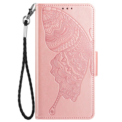 PU Leather Imprinting Butterfly Flower Case for iPhone 13 Pro 6.1 inch, Wallet Cover Foldable Stand Shell