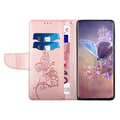 PU Leather Imprinting Butterfly Flower Case for iPhone 13 Pro 6.1 inch, Wallet Cover Foldable Stand Shell