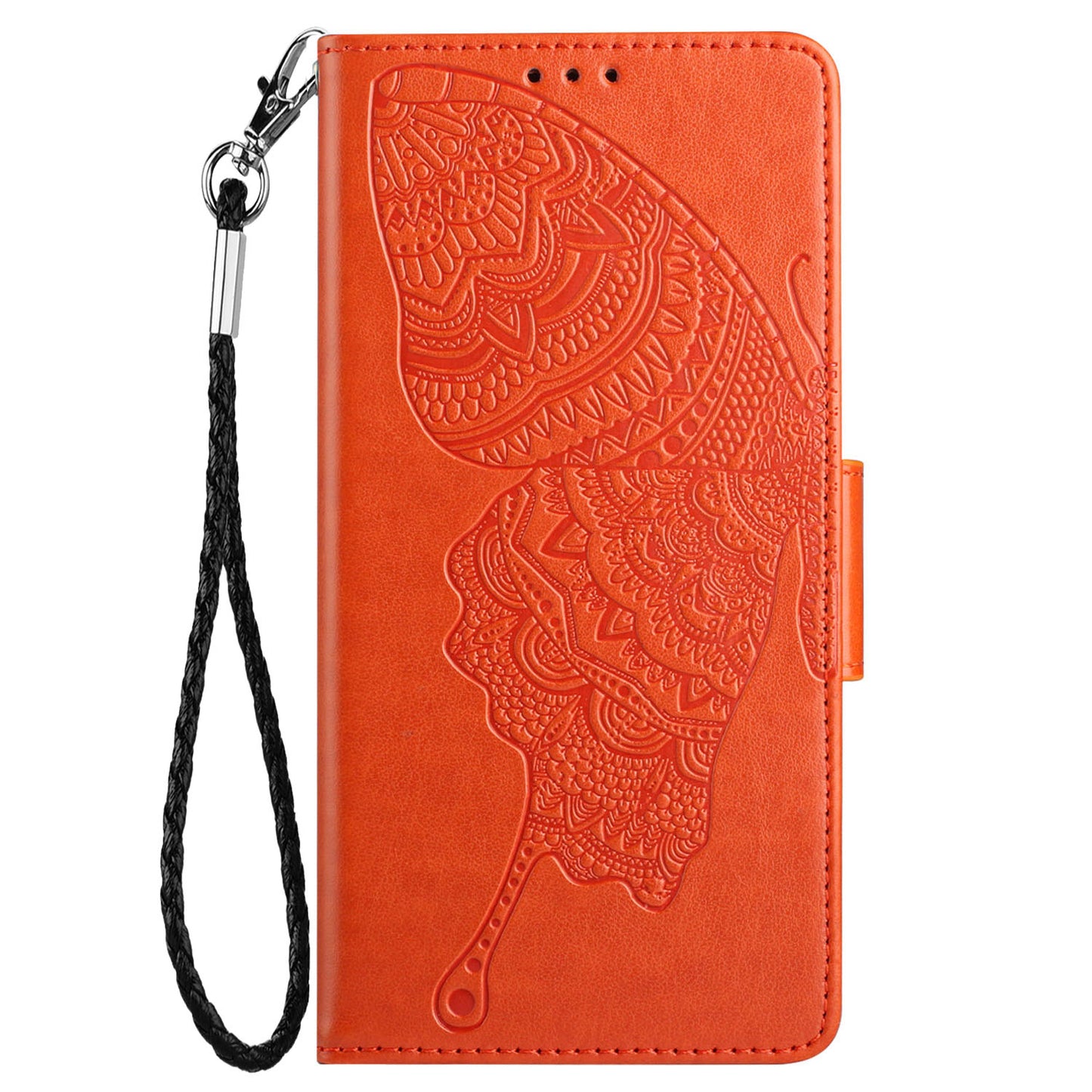 PU Leather Imprinting Butterfly Flower Case for iPhone 13 Pro 6.1 inch, Wallet Cover Foldable Stand Shell