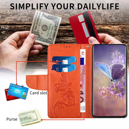 PU Leather Imprinting Butterfly Flower Case for iPhone 13 Pro 6.1 inch, Wallet Cover Foldable Stand Shell