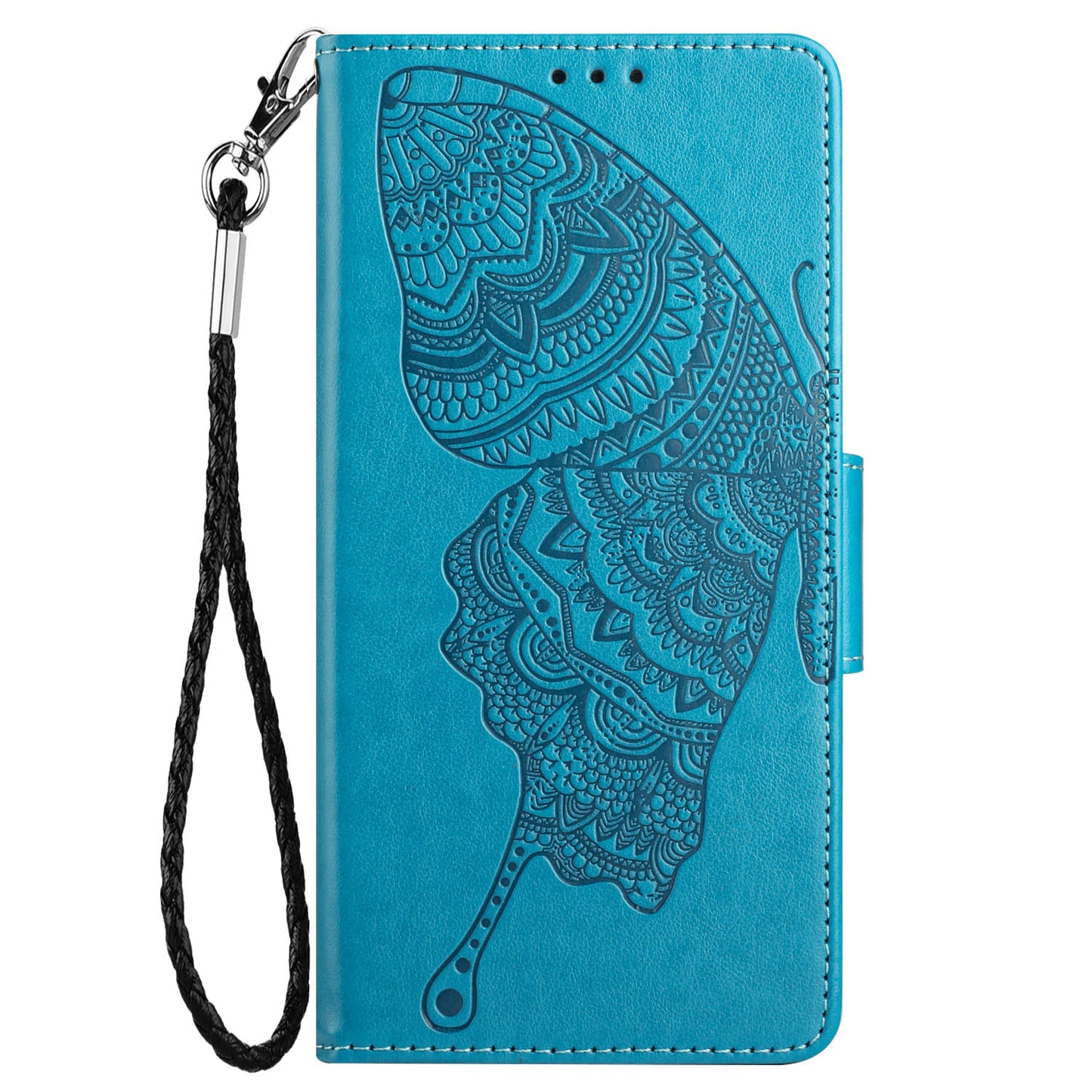 PU Leather Imprinting Butterfly Flower Case for iPhone 13 Pro 6.1 inch, Wallet Cover Foldable Stand Shell