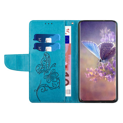 PU Leather Imprinting Butterfly Flower Case for iPhone 13 Pro 6.1 inch, Wallet Cover Foldable Stand Shell