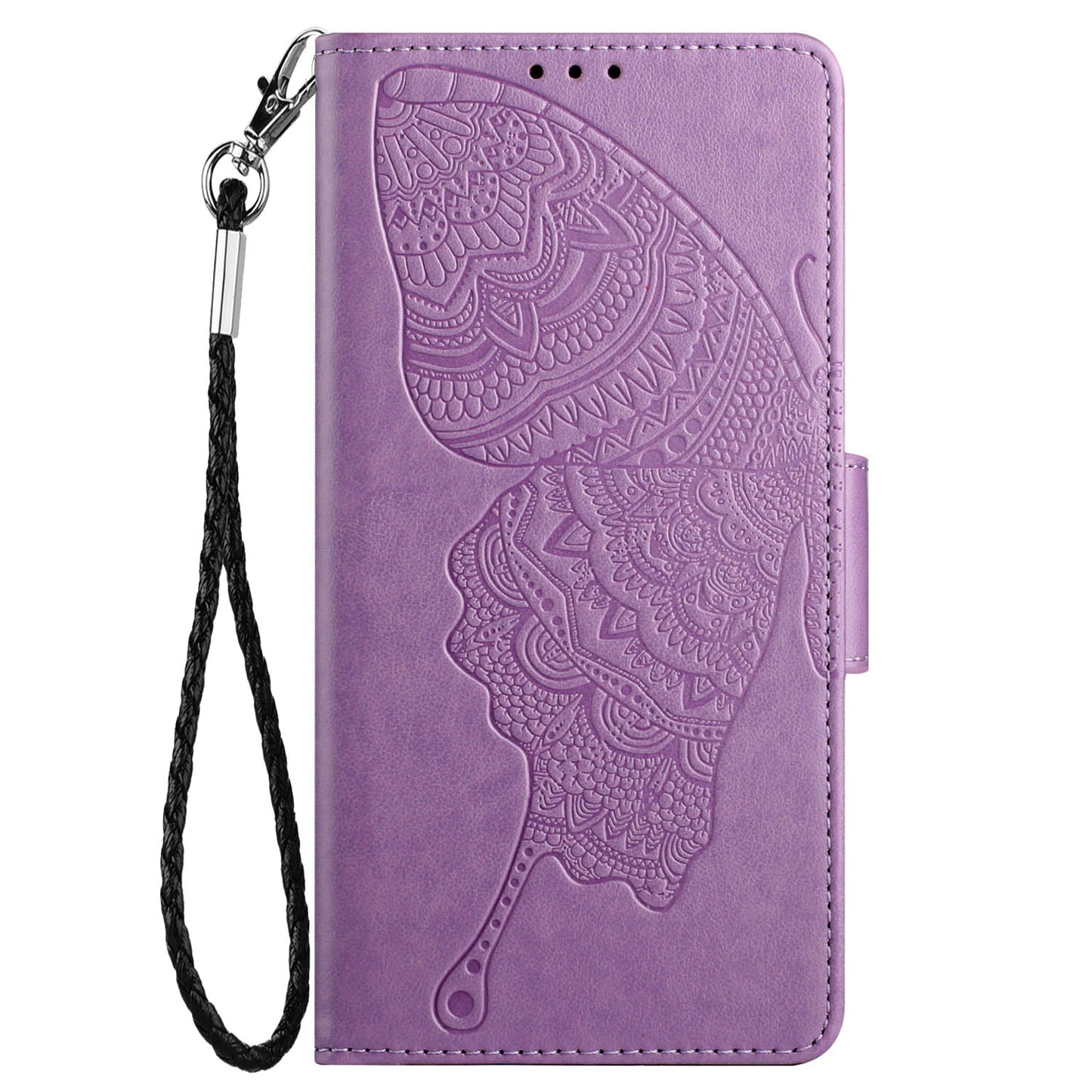 PU Leather Imprinting Butterfly Flower Case for iPhone 13 Pro 6.1 inch, Wallet Cover Foldable Stand Shell