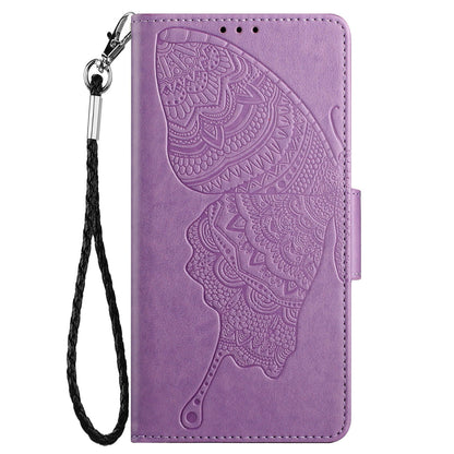 PU Leather Imprinting Butterfly Flower Case for iPhone 13 Pro 6.1 inch, Wallet Cover Foldable Stand Shell