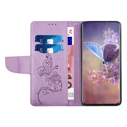 PU Leather Imprinting Butterfly Flower Case for iPhone 13 Pro 6.1 inch, Wallet Cover Foldable Stand Shell