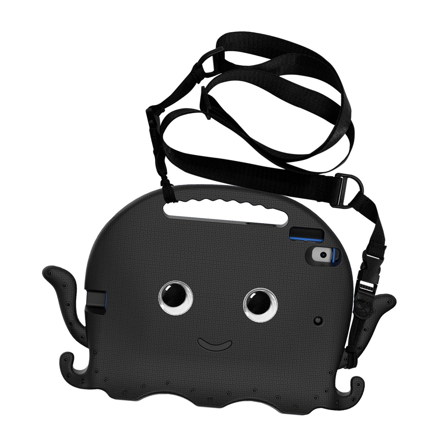 For iPad Pro 10.5-inch (2017)/iPad Air 10.5 inch (2019)/iPad 10.2 (2020)/(2019)/(2021) Cute Octopus Pen Slot Design EVA Case Impact-resistant Tablet Cover with Handle and Shoulder Strap