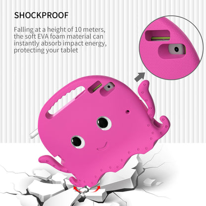 For iPad Pro 10.5-inch (2017)/iPad Air 10.5 inch (2019)/iPad 10.2 (2020)/(2019)/(2021) Cute Octopus Pen Slot Design EVA Case Impact-resistant Tablet Cover with Handle and Shoulder Strap