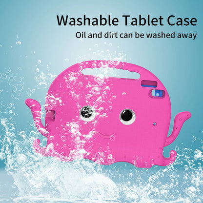 For iPad Pro 10.5-inch (2017)/iPad Air 10.5 inch (2019)/iPad 10.2 (2020)/(2019)/(2021) Cute Octopus Pen Slot Design EVA Case Impact-resistant Tablet Cover with Handle and Shoulder Strap