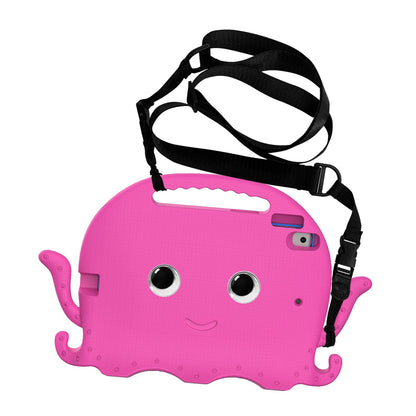 For iPad Pro 10.5-inch (2017)/iPad Air 10.5 inch (2019)/iPad 10.2 (2020)/(2019)/(2021) Cute Octopus Pen Slot Design EVA Case Impact-resistant Tablet Cover with Handle and Shoulder Strap
